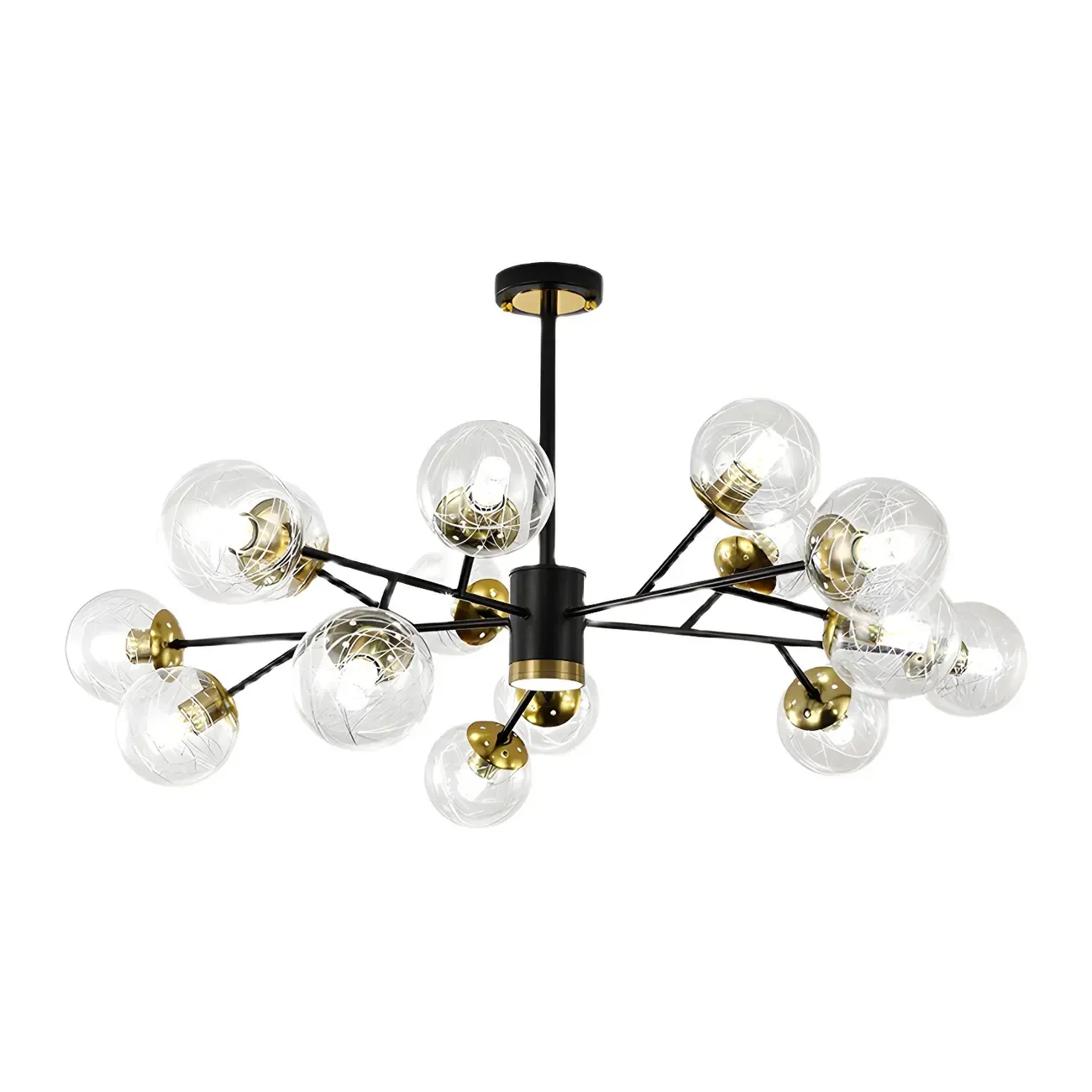 Mid-Century Modern Metal Clear Glass Sphere Sputnik Chandelier