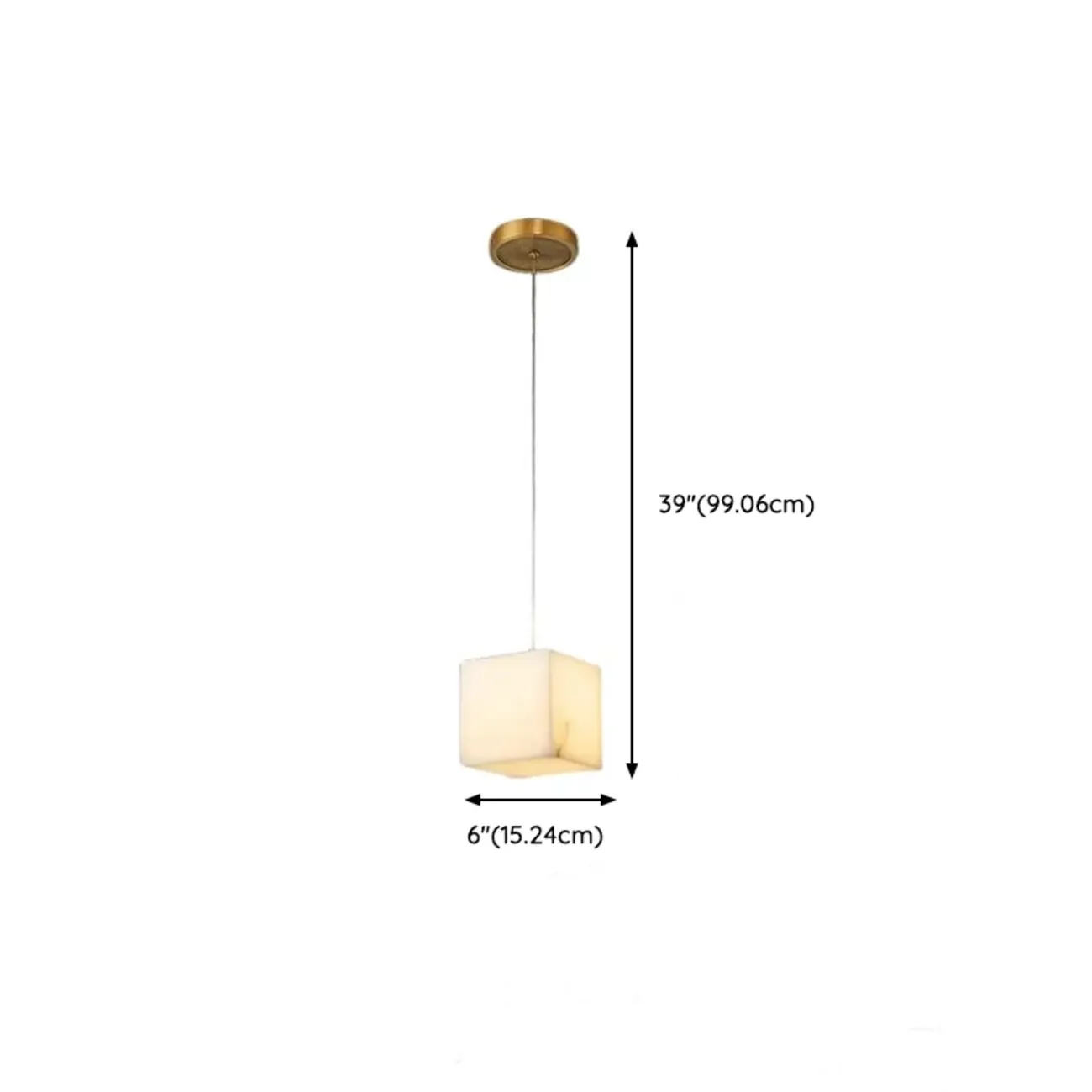 1-Light Gold Stone Square Hanging Pendant Light