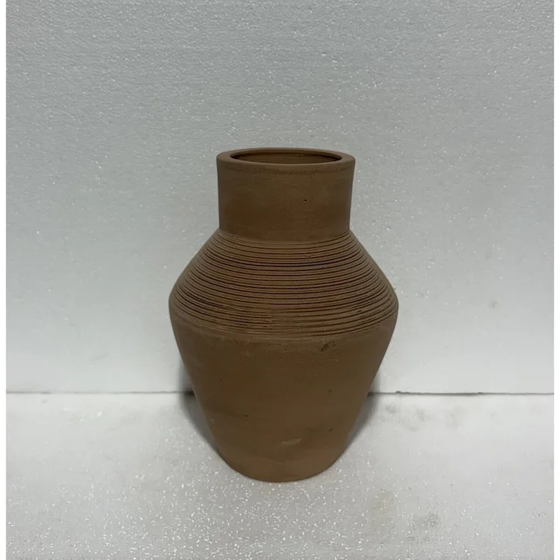 Terracotta Vase Natural Black H 8.7  & Dia 6.1  - Black