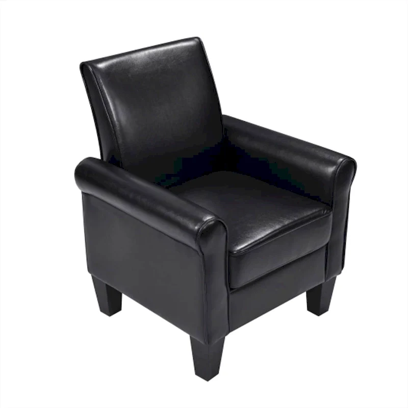 Black/Dark Grey PU Leather Accent Chair with Ottoman, 1-Seat