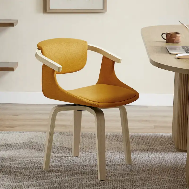 Swivel Upholstered and Wood Accent Chair