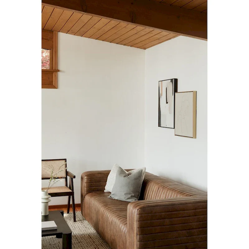 Rustic Channel-Stitched Leather Sofa