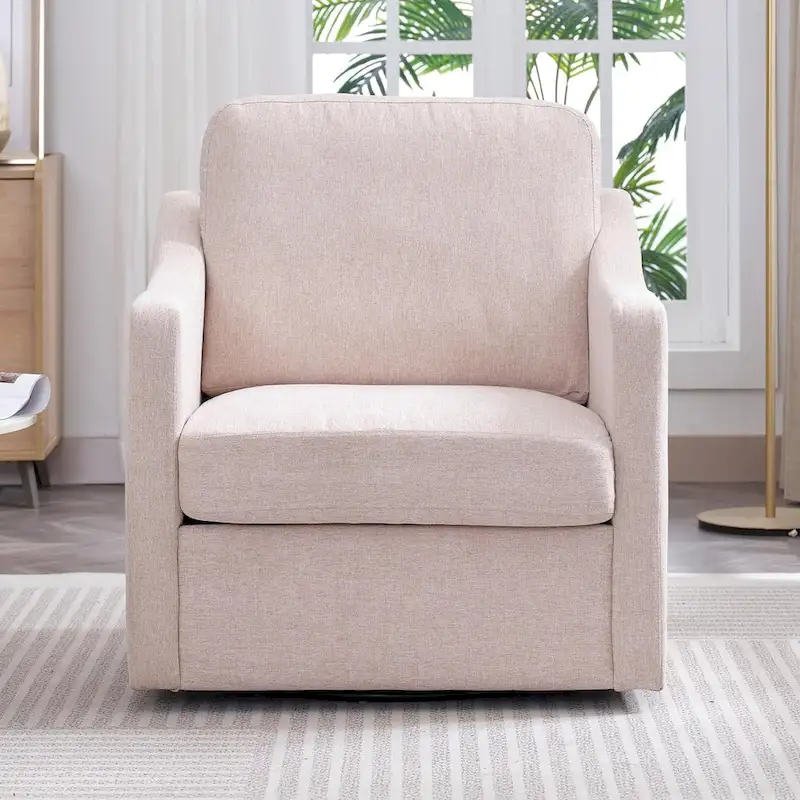 Mixoy 360 Degree Swivel Accent Sofa Chair,Linen Square Armchair