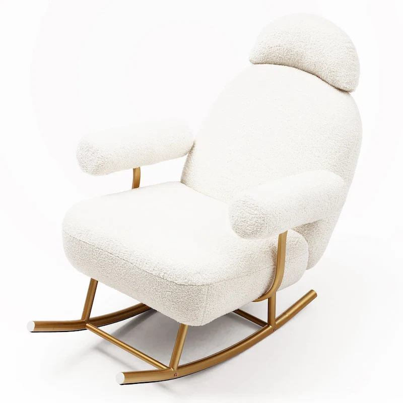 Sherpa Fabric Upholstered Rocker Glider Chair