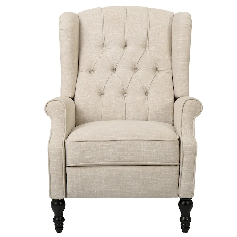 Tufted Fabric Wingback Recliner Club Chair