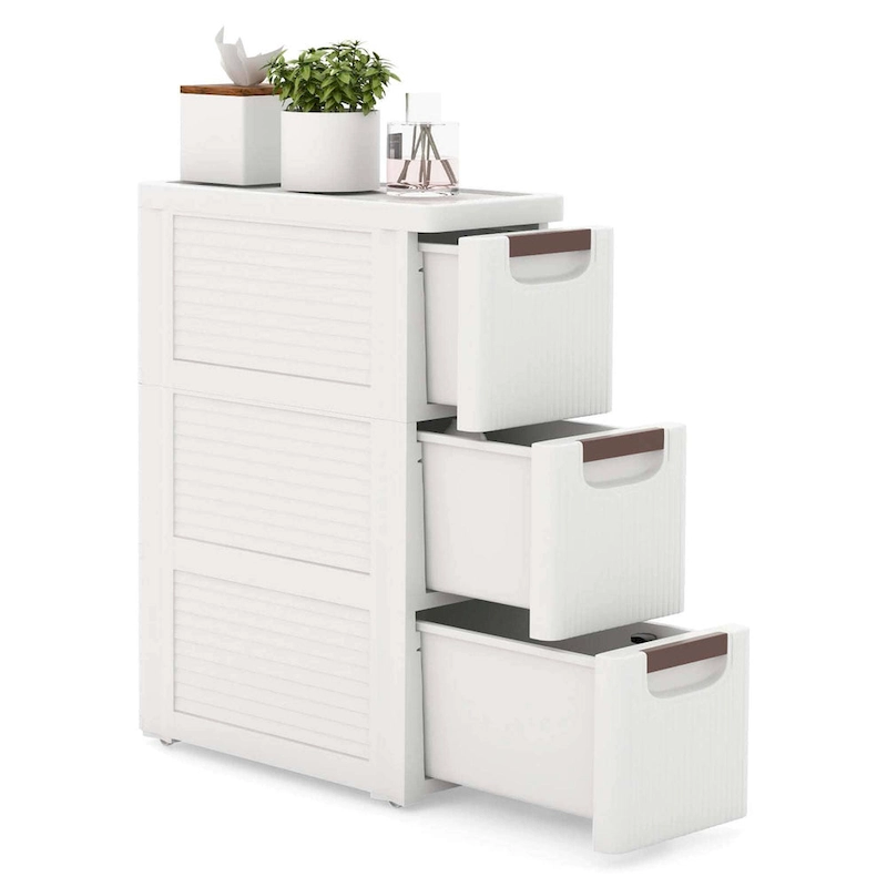 Costway 1 PCS 3-Drawer Narrow Rolling Storage Cabinet with Pull - See Details