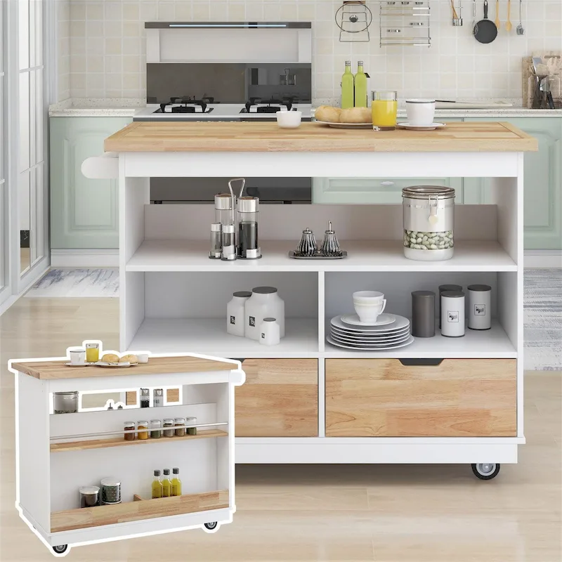 Two-sided Kitchen island Cart on Wheels by