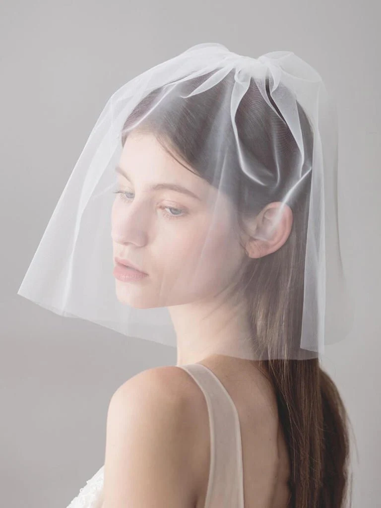 Ivory Tulle Blusher Wedding Veils Simple Bridal Veil