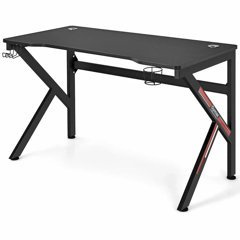 Gymax 48 K-shaped Gaming Desk Computer Table with Cup Holder &