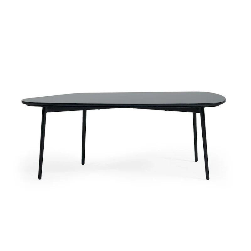 47 Black And Black Marble Stone Free Form Coffee Table
