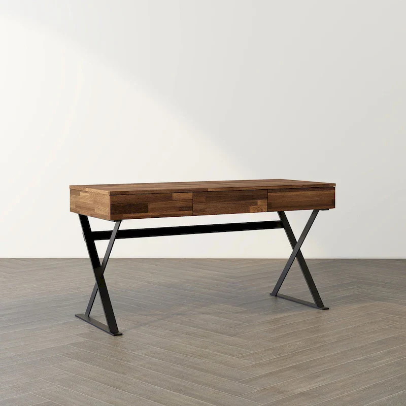 Vae Industrial Black 59-inch Metal Computer Desk with USB by Furniture of America