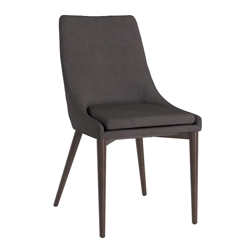 Mid-Century Barrel-Back Linen Dining Chairs with Tapered Legs – Dark Grey / Grey / White
