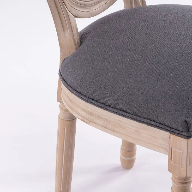 Style Solid Wood Frame Antique Painting Rattan Back Dining Chair Set of 2