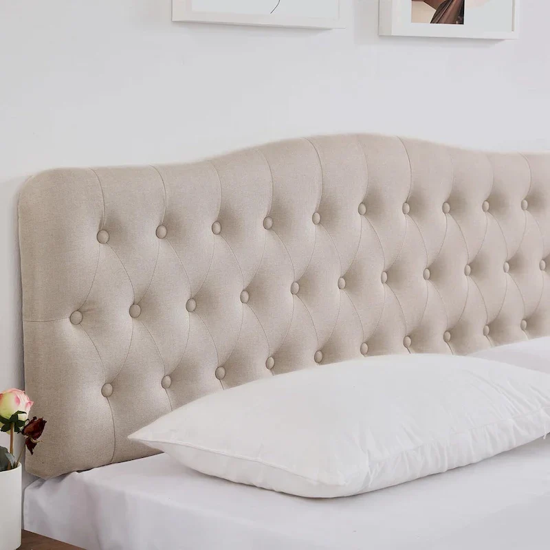 Upholstered King Headboard, Button Diamond Tufted Headboard with Adjustable Height ,Linen Fabric Padded Headboard