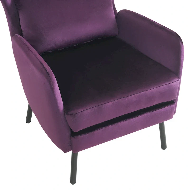 Velvet Wing Back Accent Chair - Single Seat with Pillow