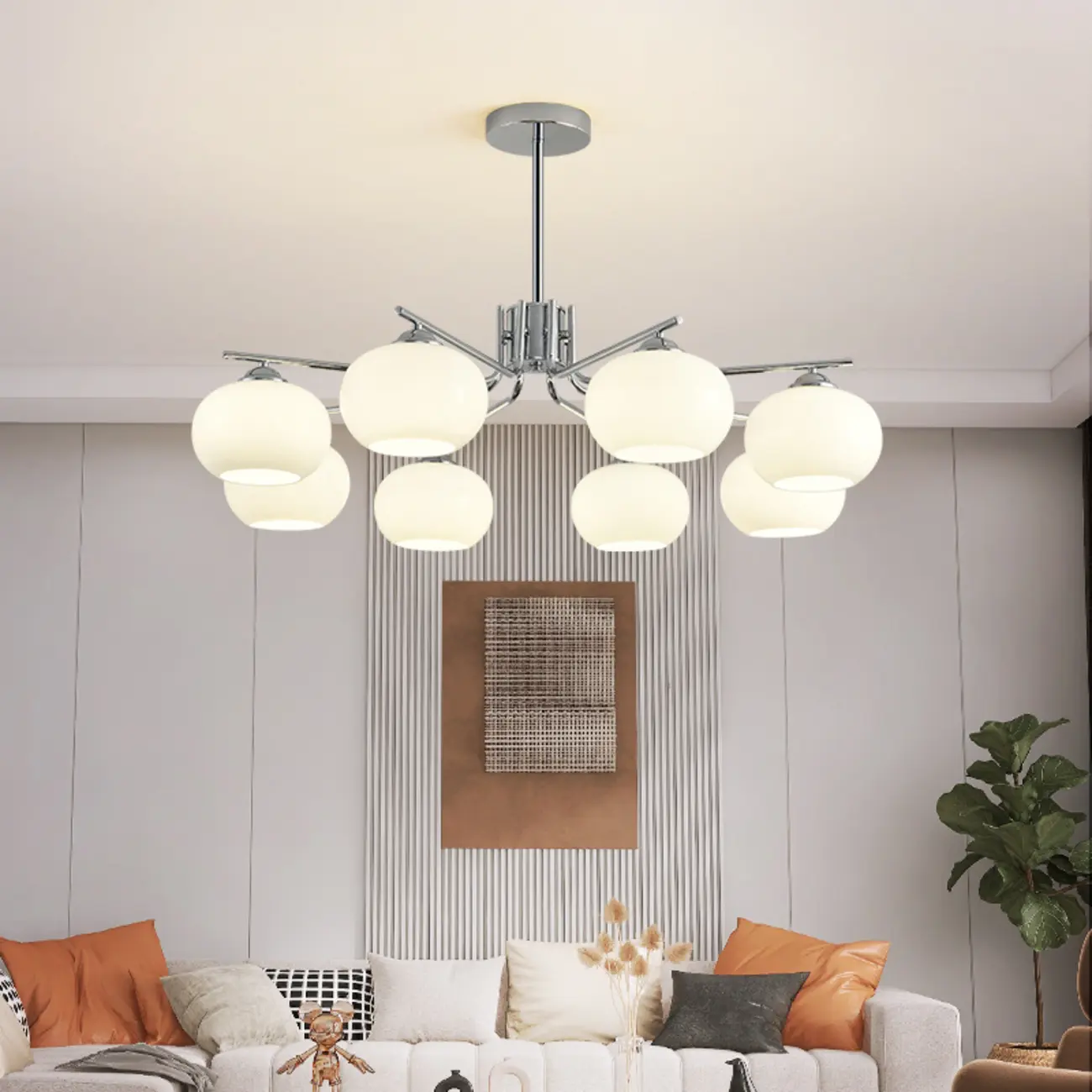 Modern Glass Globe Chandelier Adjustable Hanging Length