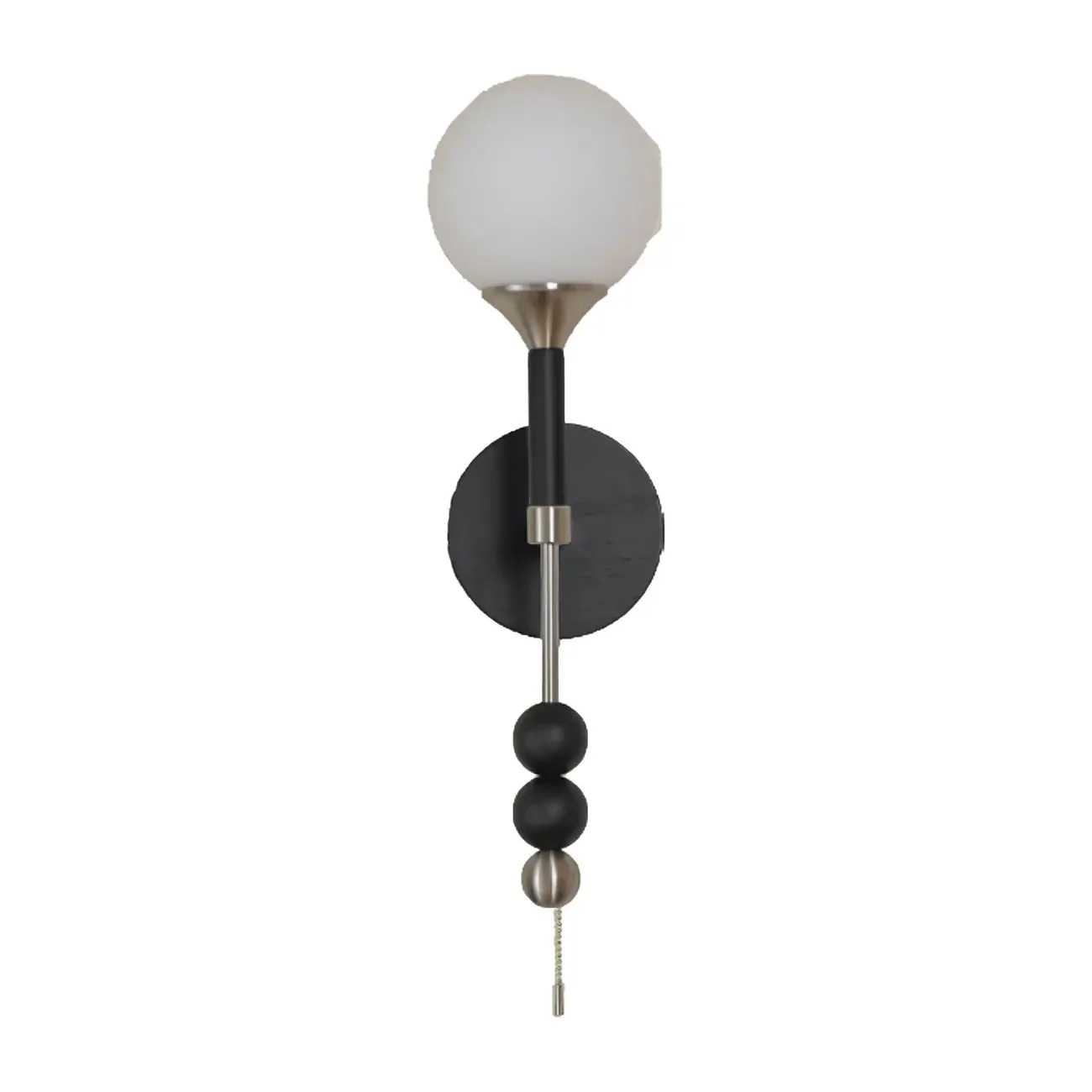 Modern Black Globe Vanity Light with White Glass Shade