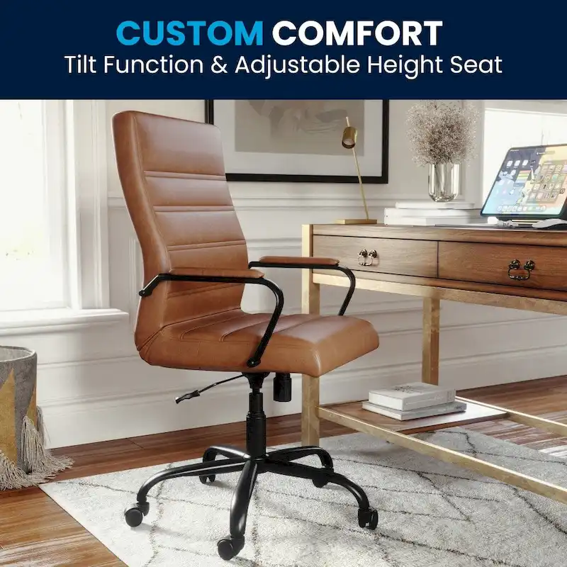 High Back LeatherSoft Executive Swivel Office Chair with Chrome Base