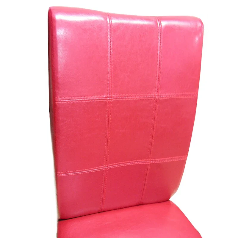 Red Bi-Cast Leather Dining Chairs, Espresso Legs, Set of 4