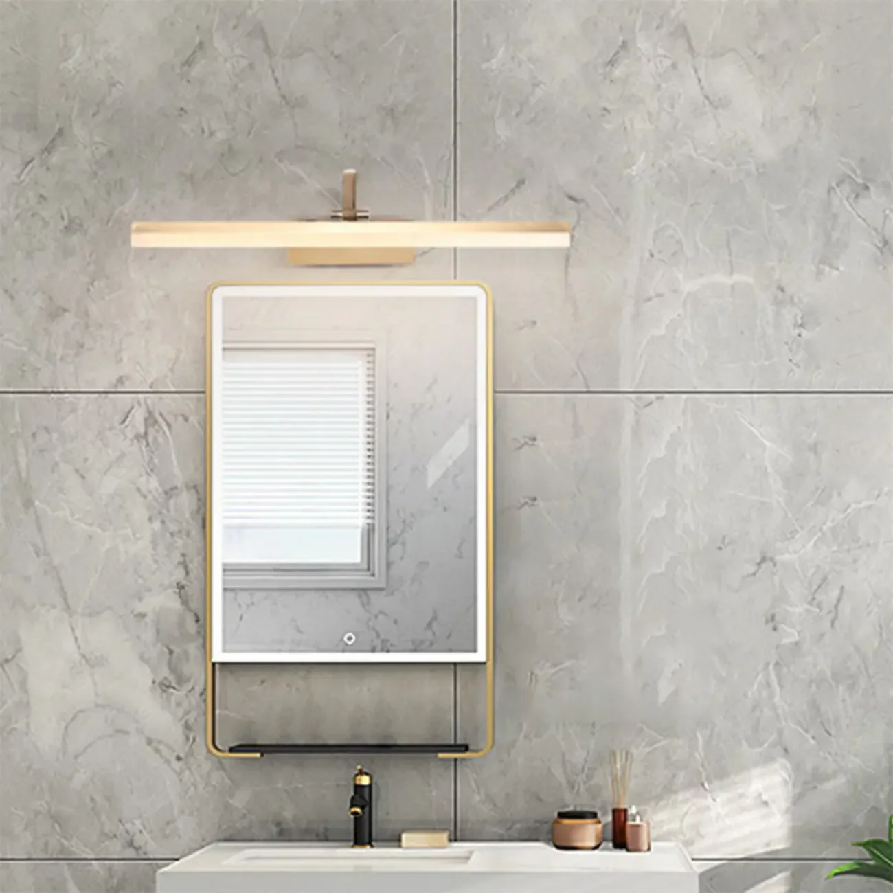 Modern Gold Geometric Vanity Light with Acrylic Shade