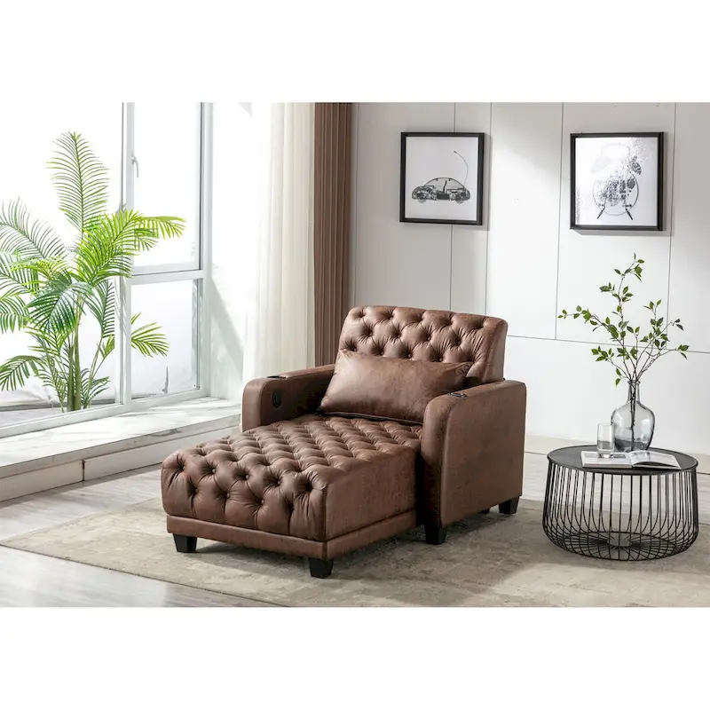 Clihome Tufted Reclining Chaise Lounge
