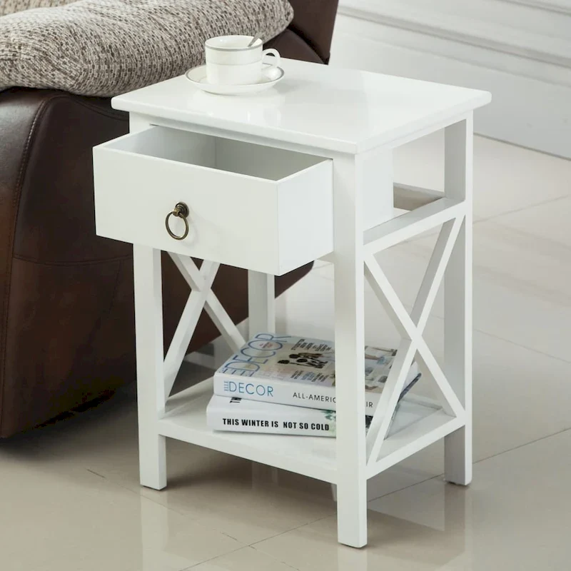 Vore Wood X-base 1-drawer Storage Nightstand