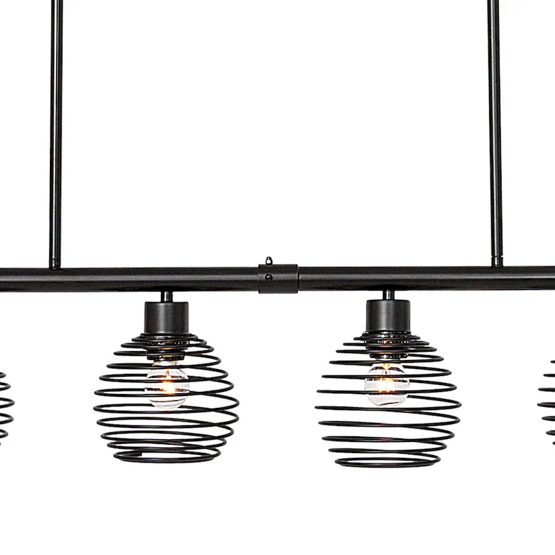 Modern 6-light Classic Black Kitchen Island Linear Pendant Lights - W49.21 *D5.51 *H8.66