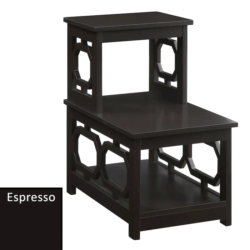 2 Step Chairside End Table - Espresso, White, Black - Multi-Person Use