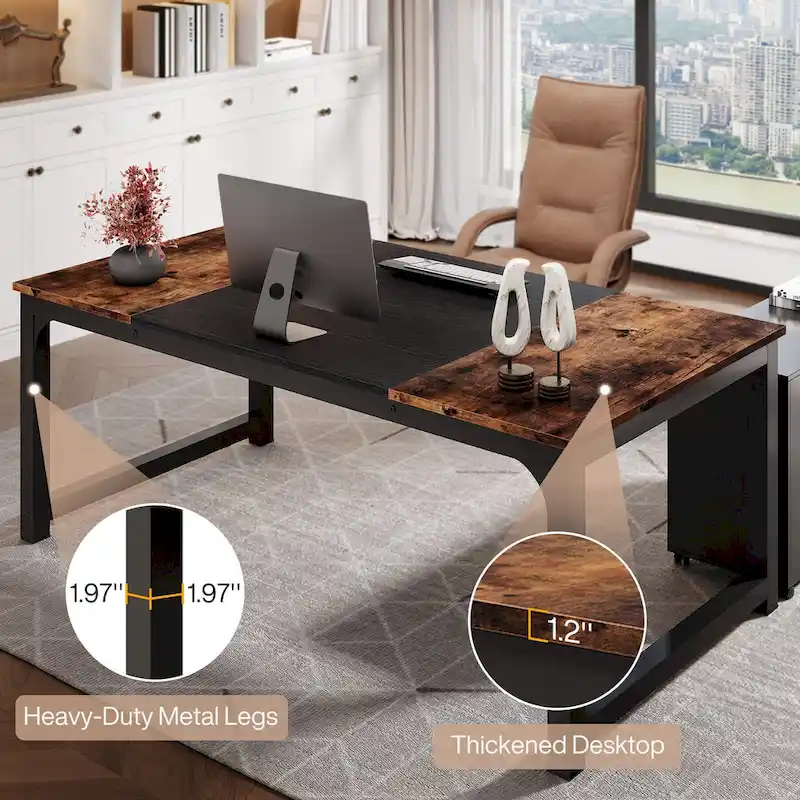 63  L-Shaped Executive Desk with 40  File Drawer Cabinet