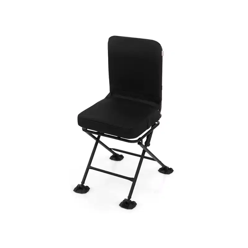 Gymax 360 Degree Swivel Silent Camping Chair Folding Chair W/ Padded Seat & Backrest Non-Slip Oversized Duck Feet Camouflage/Black