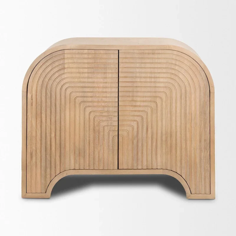 Sorina Reverse Fluted Light Brown Wood Accent Cabinet - 40.0L x 16.0W x 32.0H