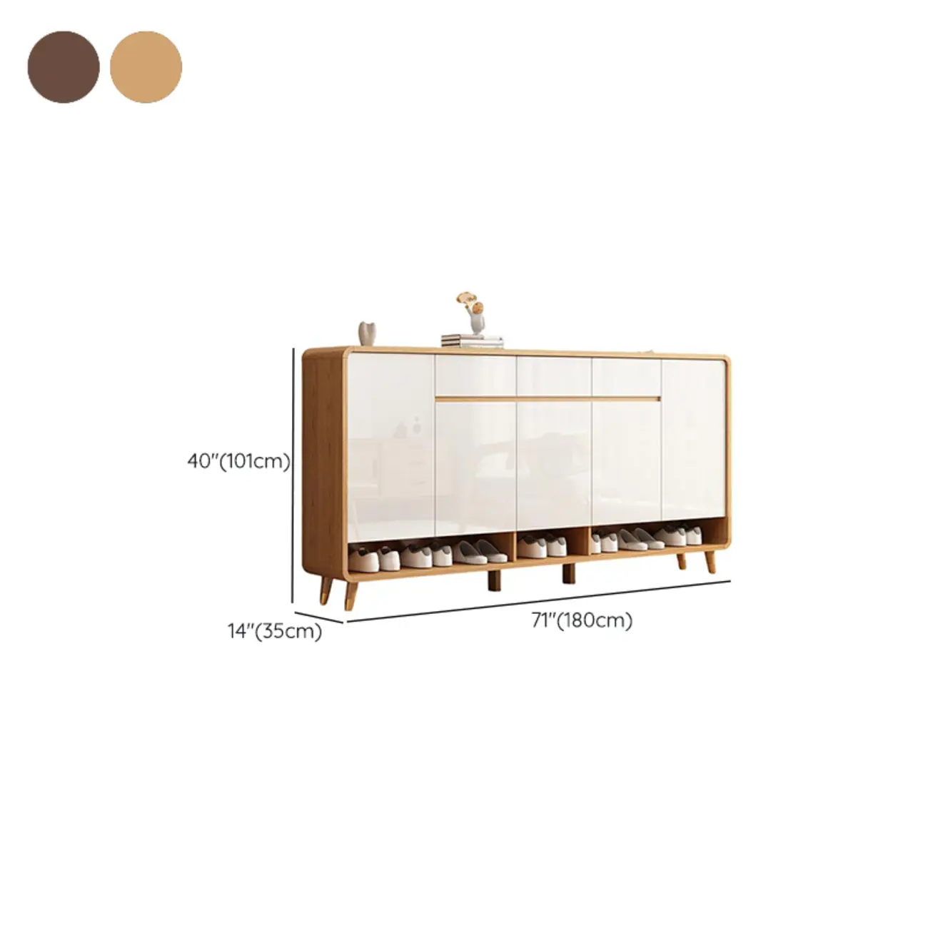 Modern Manufactured White Wood Shoe Cabinet