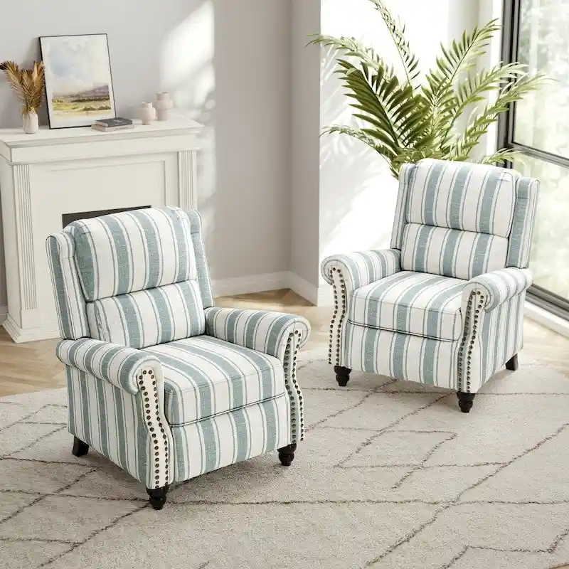 2 Set Modern Padded Seat Recliner Chair with PU Leather/Fabric