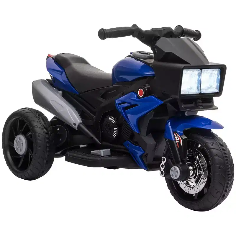 Aosom 6V Kids Motorcycle Dirt Bike Electric Battery-Powered Ride-On Toy Off-road Street Bike w/ Music Horn Headlights Motorbike for Girls Boy Blue