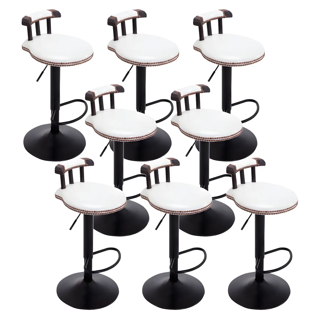 Industrial Round Leather Adjustable Bar Stools