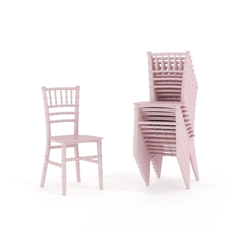 Clear/White/Pink Resin Chiavari Chair, Stackable, for Kids (Set of 10)