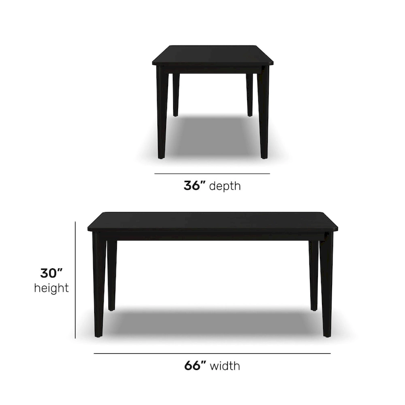 Brentwood Black Wood Rectangle Dining Table by Homestyles - 66 x 30 x 36