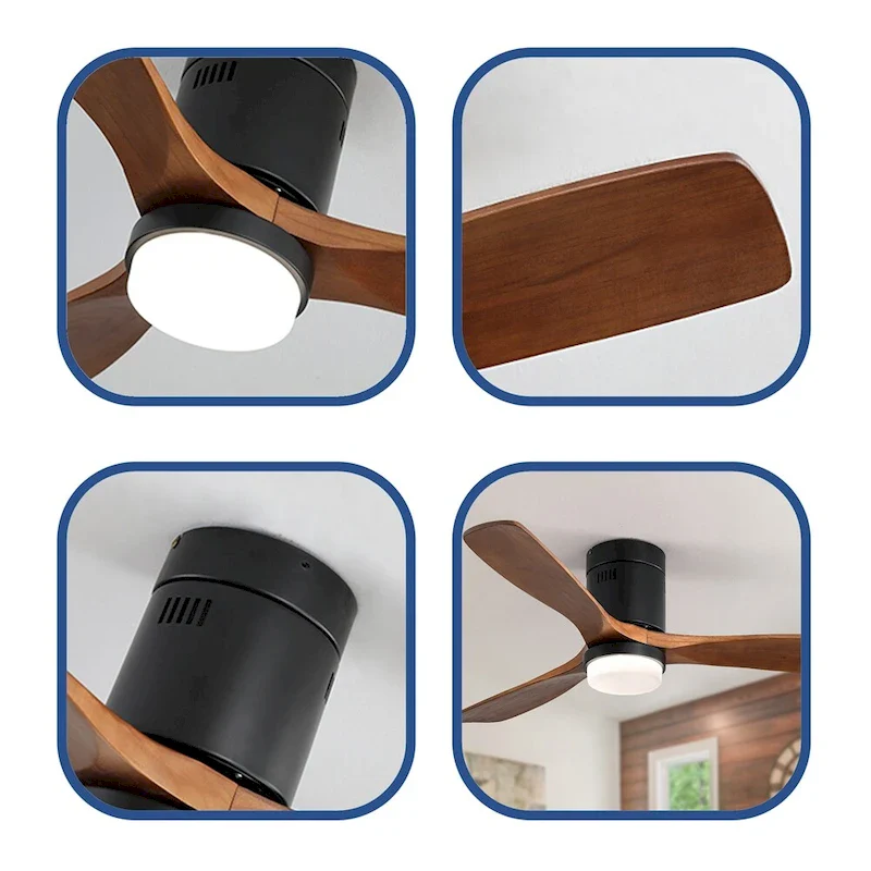 Ceiling Fan Light with 3 Wood Noiseless Fan Blade