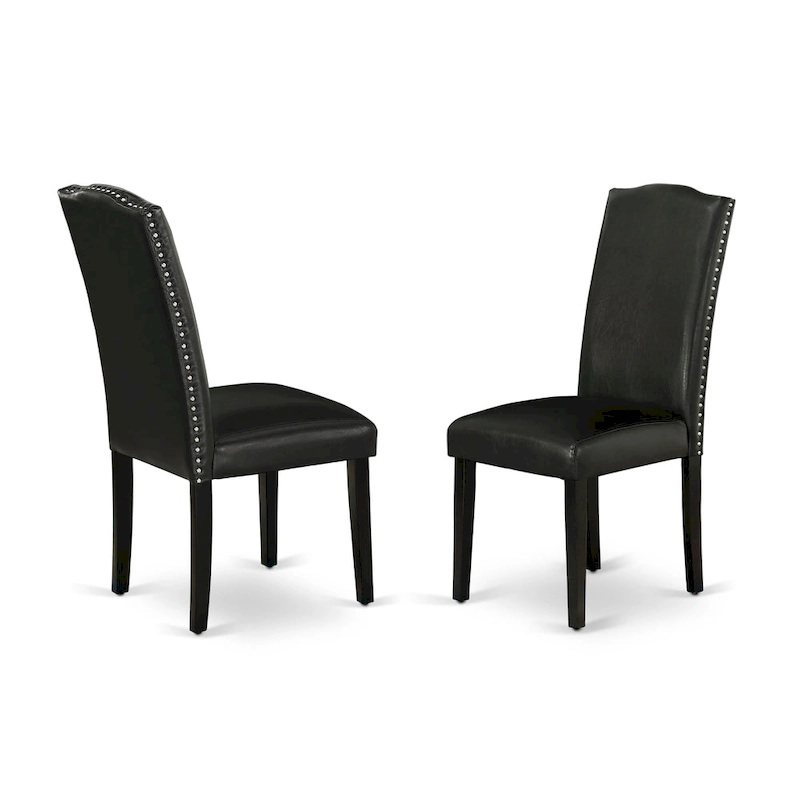 East West Furniture Dining Set- a Dining Table and Black Pu Leather Parson Chairs, Wire brushed Black.(Pieces Options)