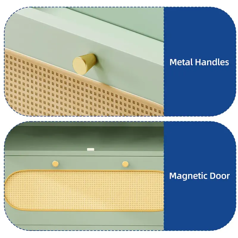 Moasis 70   Rattan Armoire Bedroom Wardrobe with Drawer & Hanging Rod