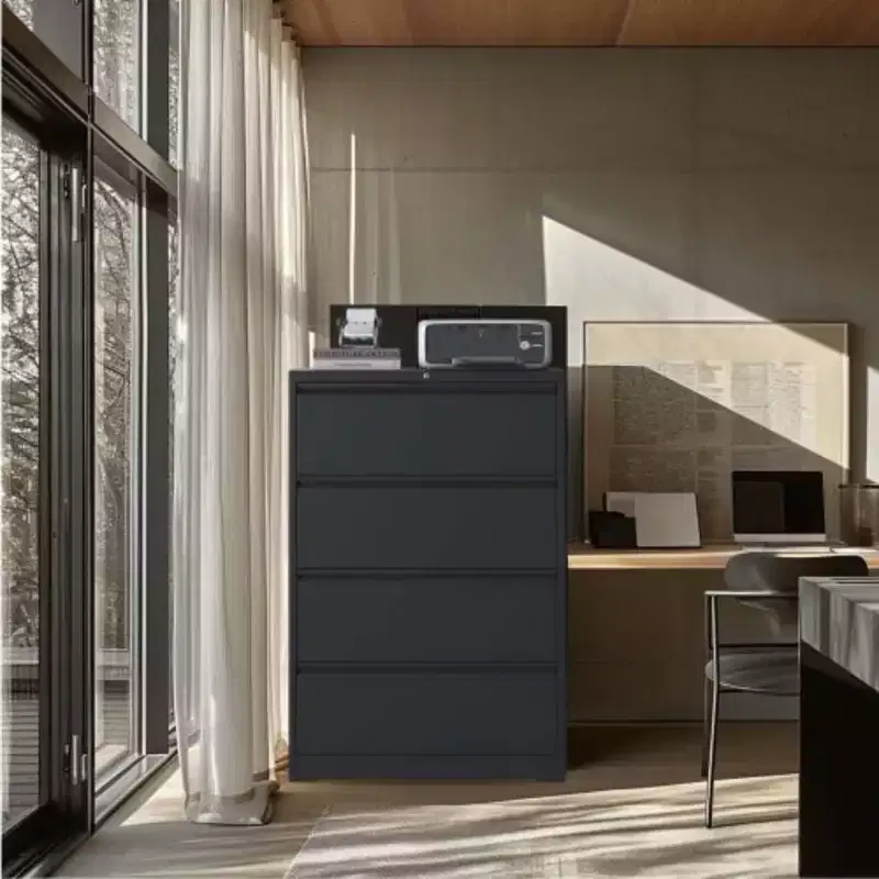 File Cabinet With 4 Drawers, Lock, 2 Keys, Quiet Storage Space Lockable Metal File Cabinet For Home Office, Files Legal, Letter, A4, F4 Size