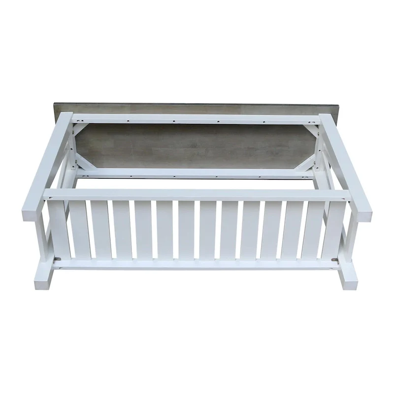 White / Unfinished / Blue Solid Parawood Console Sofa Table with Lower Shelf – Butcher Block Top