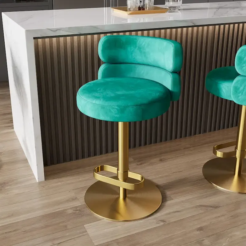 CAROCC Velvet Counter Bar stool with Height Adjustable and Swivel