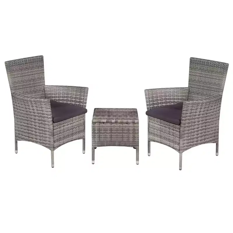 vidaXL Patio Bistro Set Outdoor Furniture Set Wicker Table and Chairs Rattan
