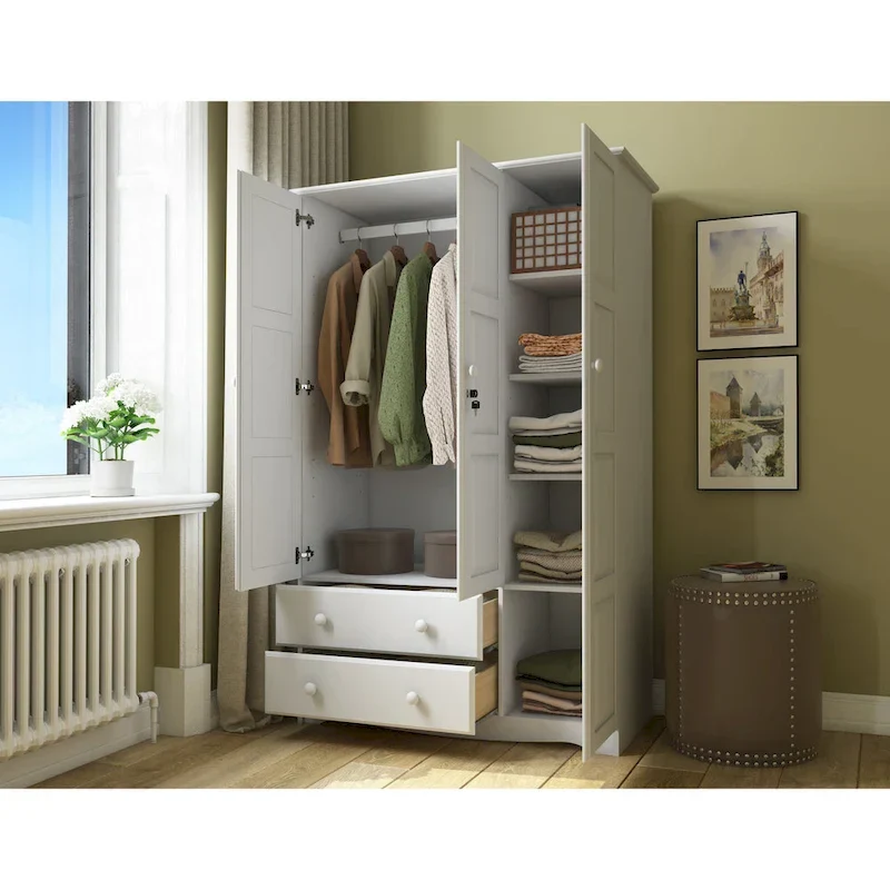 100% Solid Wood Grand Wardrobe Armoire