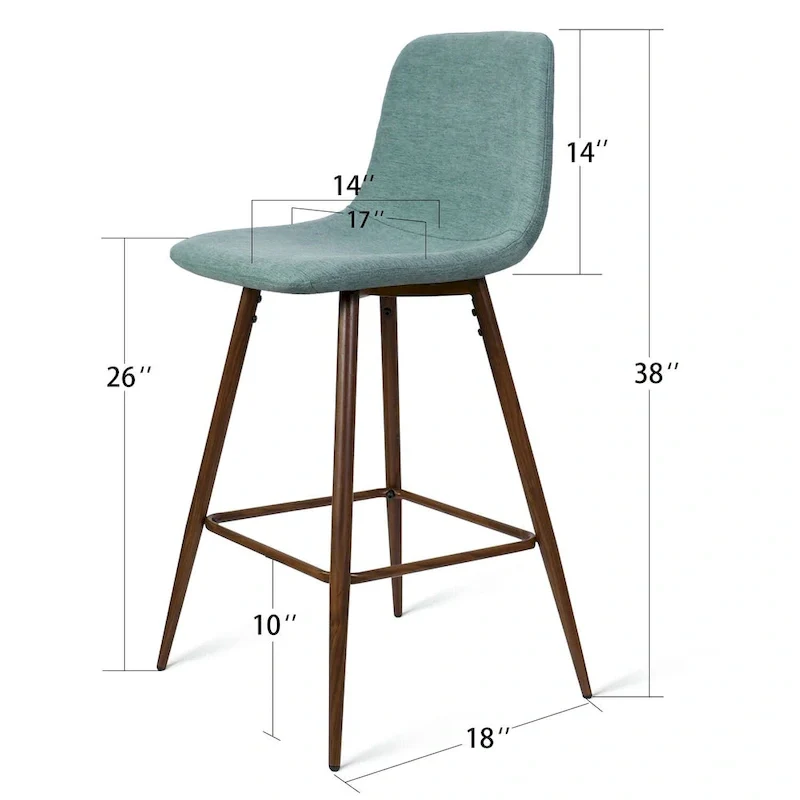 Fabric Upholstered 26 Counter Stool (Set of 2) - 38x19x19