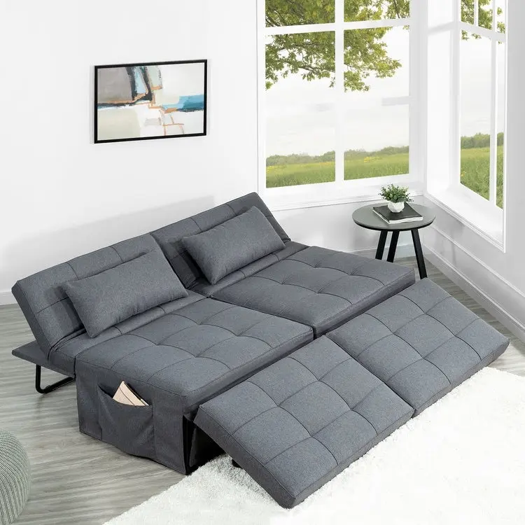 4-in-1 Convertible Ottoman Sleeper Chair, Linen, Gray / Cream / White / Black, Single & Set of 2