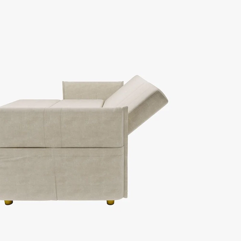 L-Shape Sofa Bed with Scratch-Resistant Fabric and Solid Wood Frame