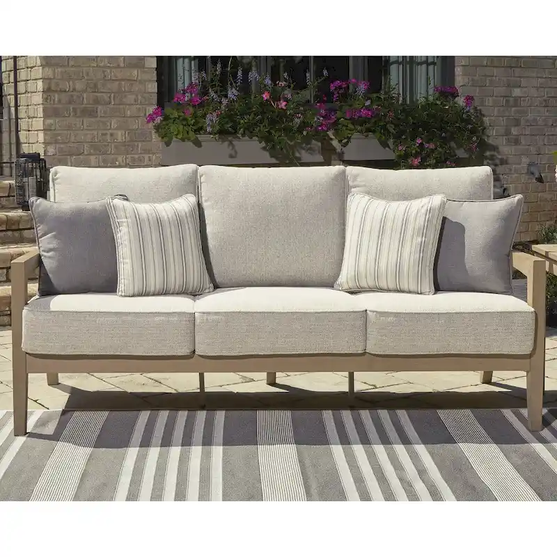 Signature Design by Ashley Hallow Creek Driftwood Outdoor Sofa with Cushion - 75.88