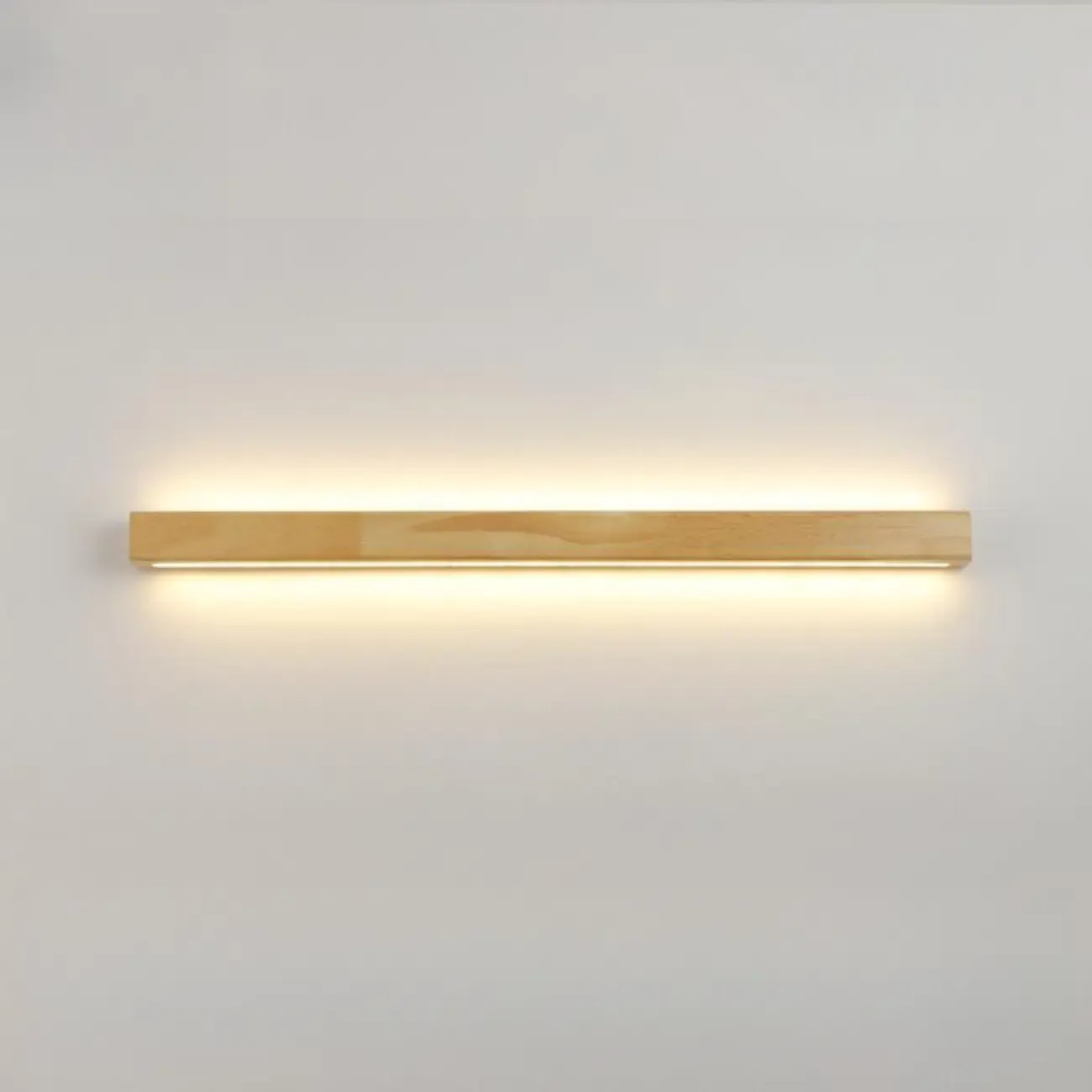 Modern Linear Wood LED Vanity Lights with Dual Shade